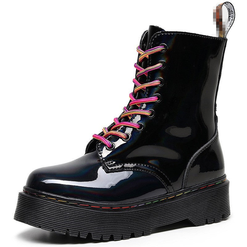 Dr Martens Jadon Hi Rainbow Patent Boots (SW062)