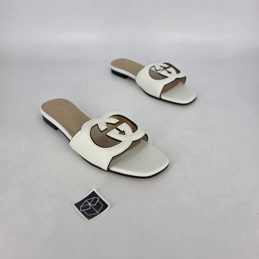 Gucci Women's Slide Sandal with Interlocking G - White (EU39/UK6) [NO BOX]