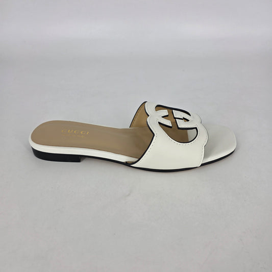 Gucci Women's Slide Sandal with Interlocking G - White (EU39/UK6) [NO BOX]