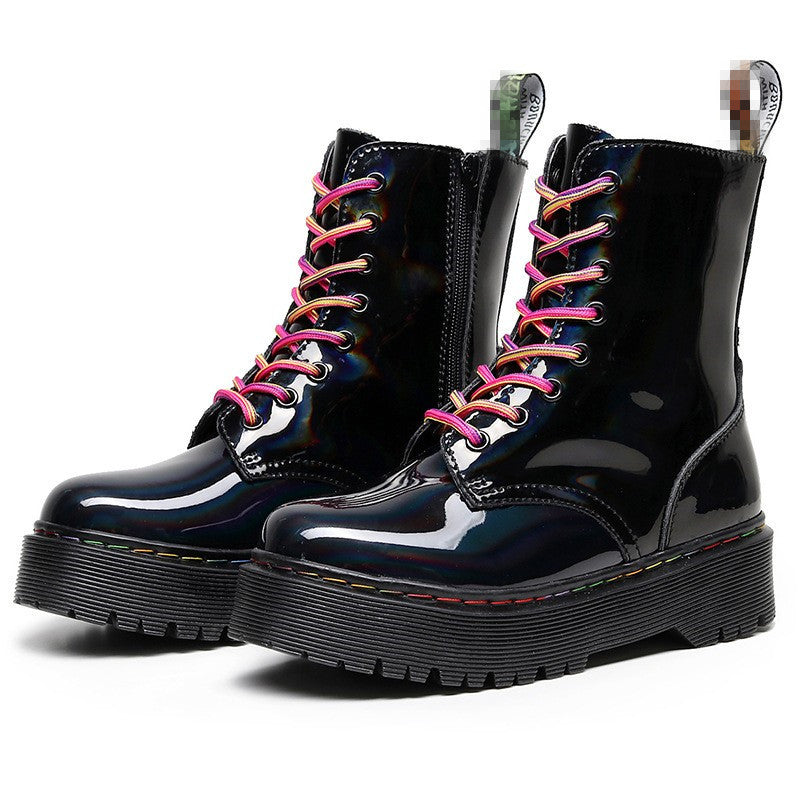 Dr Martens Jadon Hi Rainbow Patent Boots (SW062)