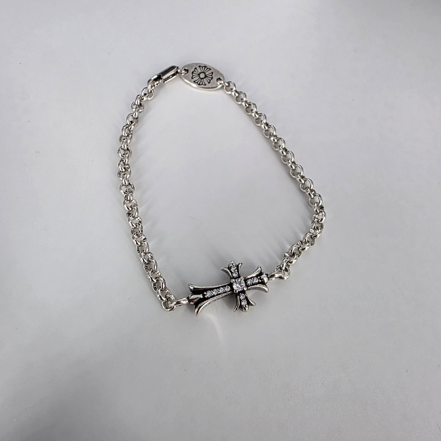 Chrome Hearts 925 Sterling Silver Bracelet - Single Cross