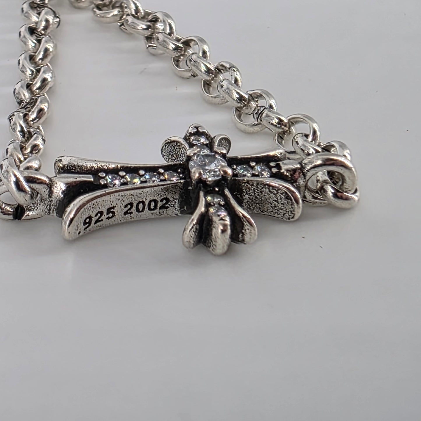 Chrome Hearts 925 Sterling Silver Bracelet - Single Cross