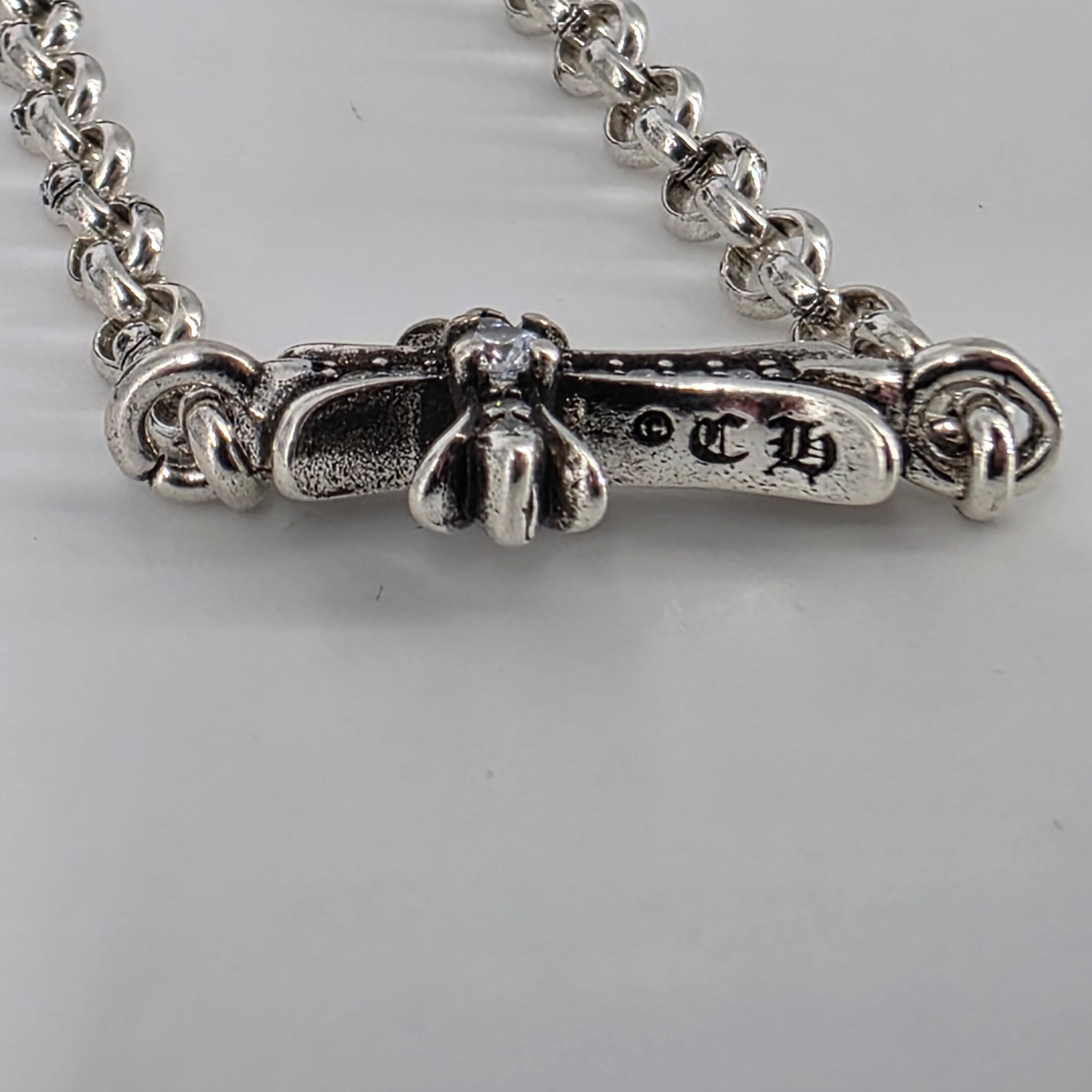 Chrome Hearts 925 Sterling Silver Bracelet - Single Cross
