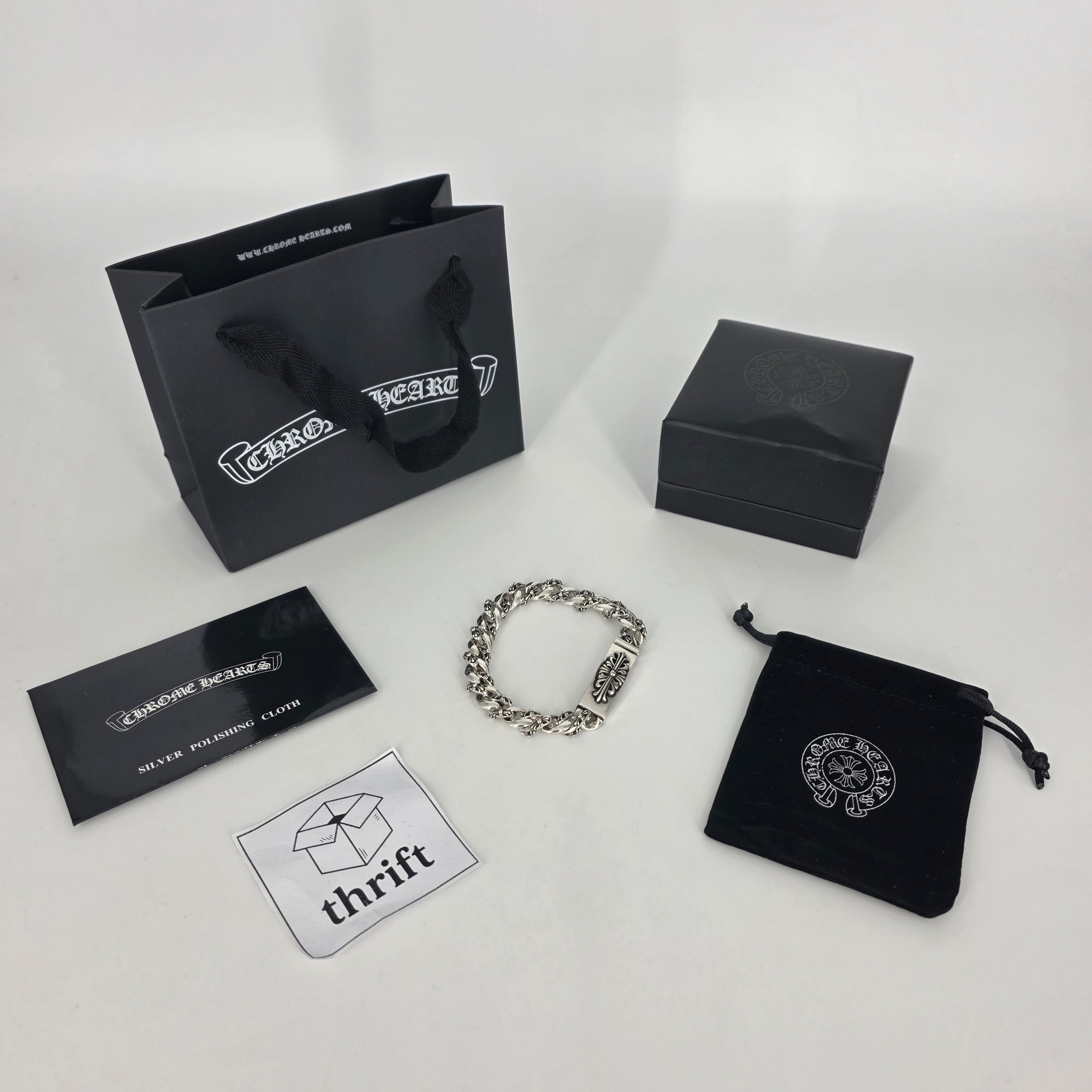 ❀クロム❀ Chrome Hearts 925 Sterling Silver Bracelet - Floral Cuban