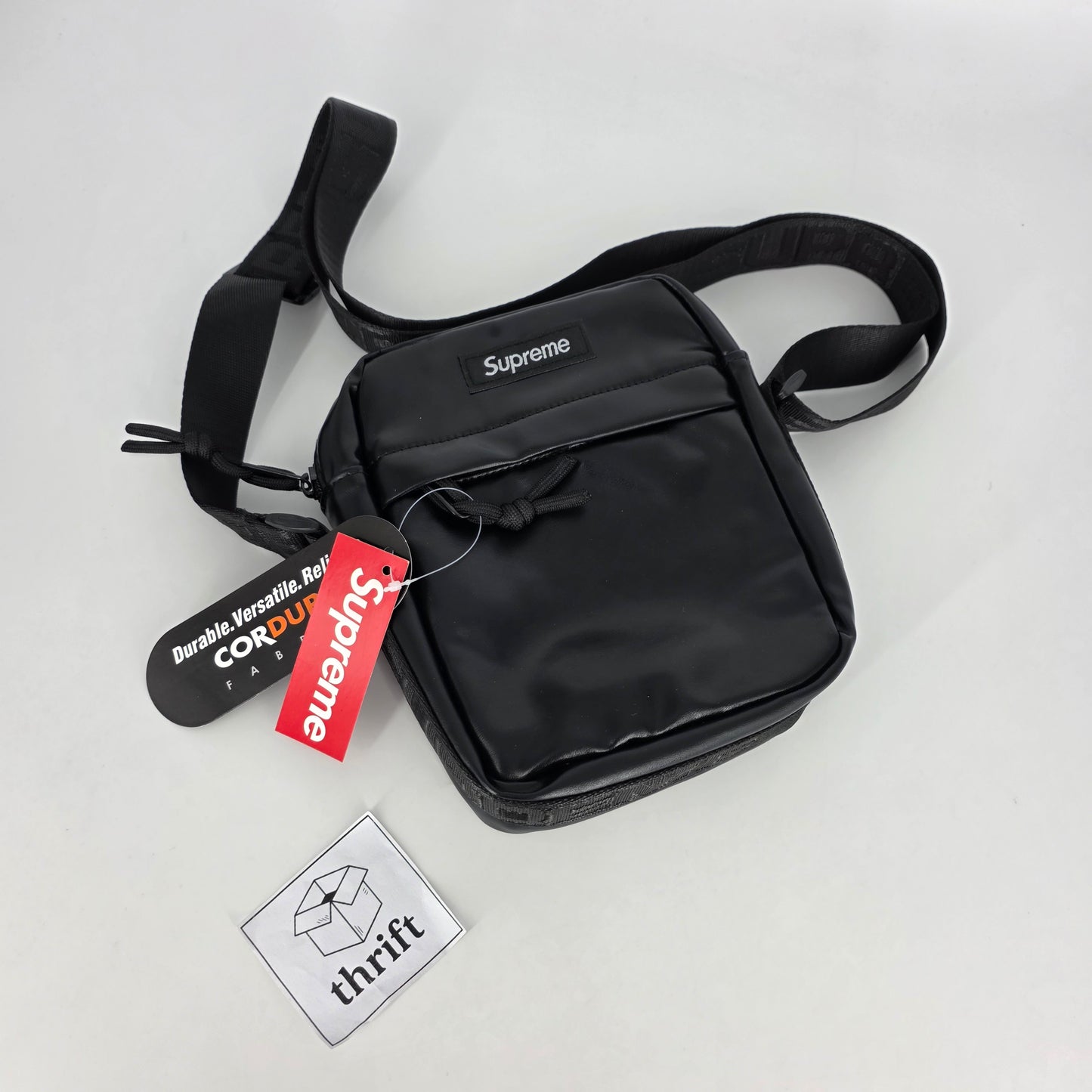 Supreme Leather Shoulder Bag - Black
