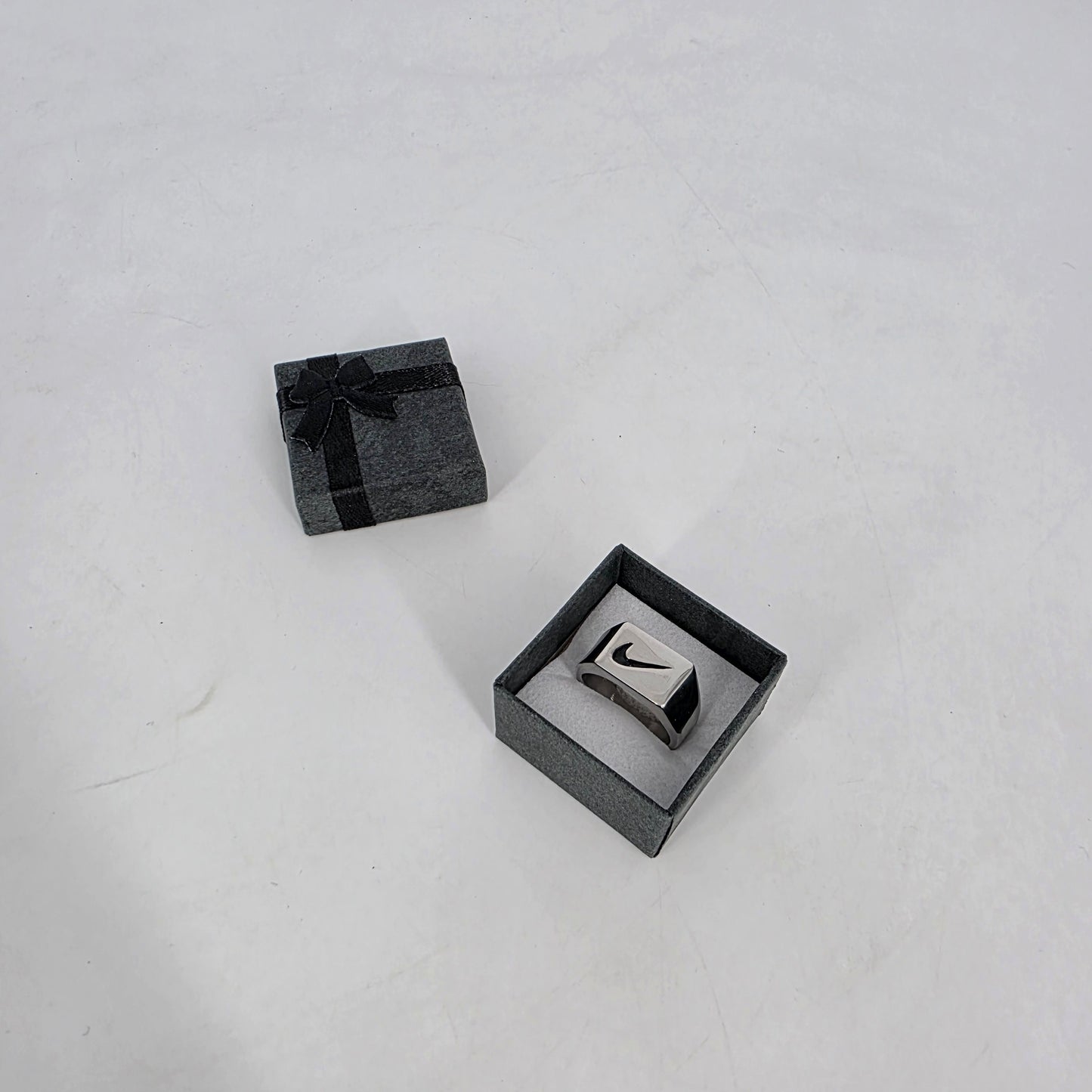 Romela nnaGold Swoosh Signature Ring: Square Swoosh Signet