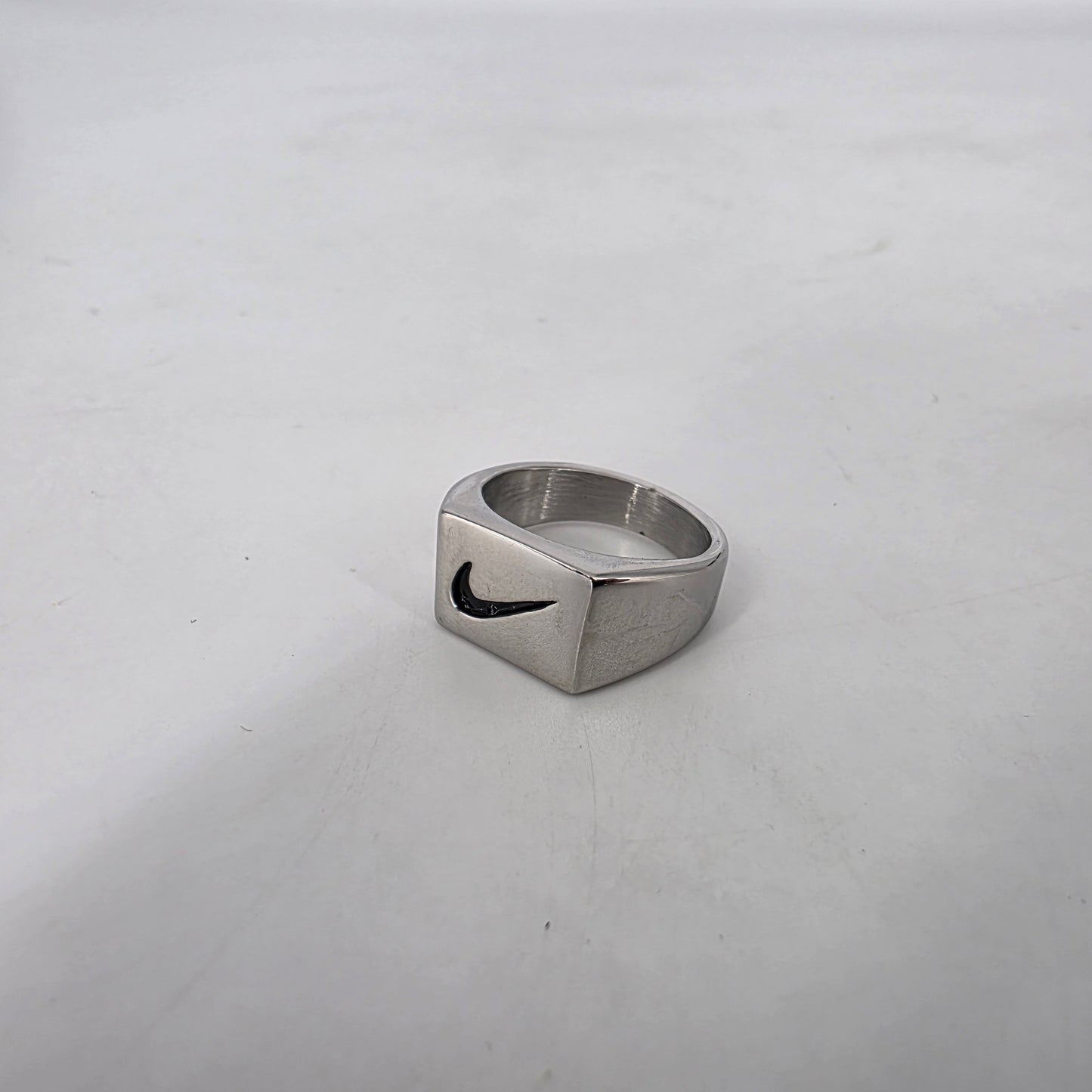 Romela nnaGold Swoosh Signature Ring: Square Swoosh Signet