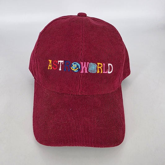 Astroworld Embroidered Corduroy Cap - Maroon