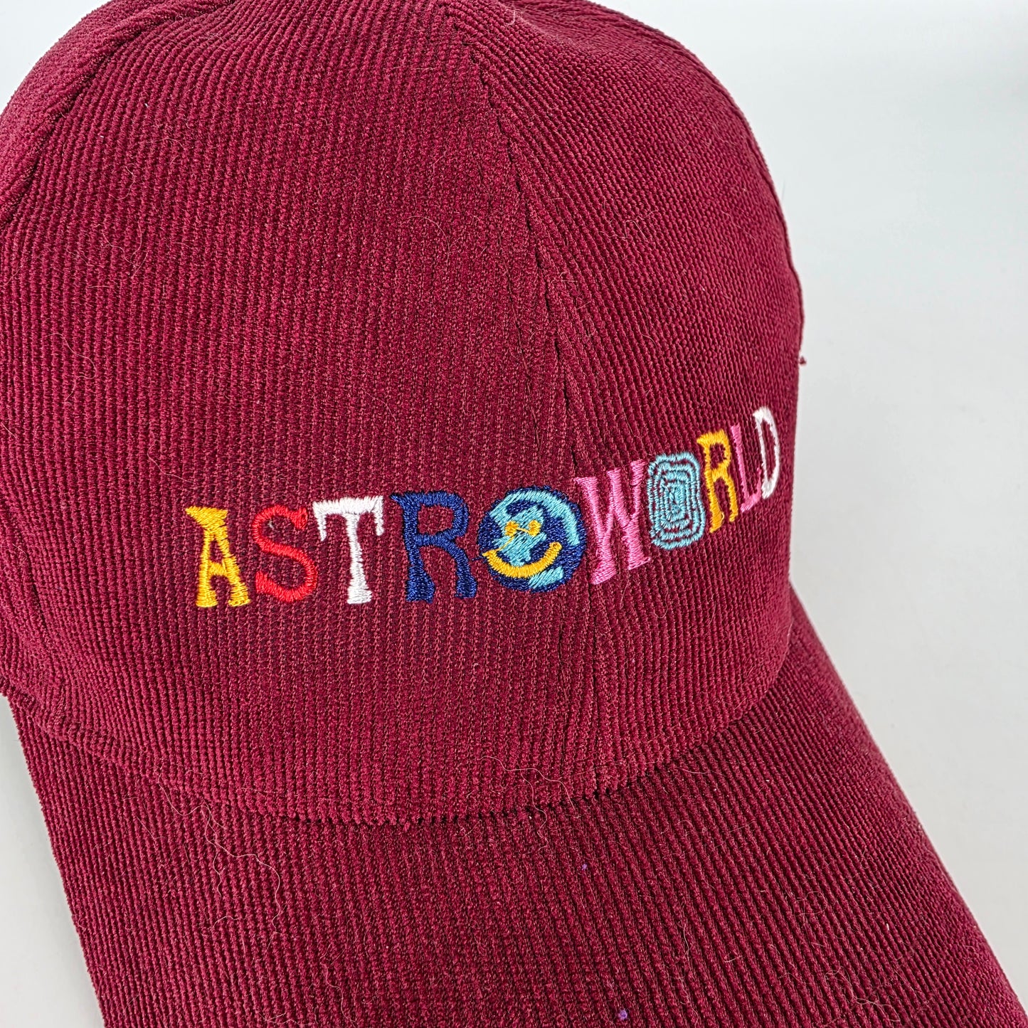 Astroworld Embroidered Corduroy Cap - Maroon