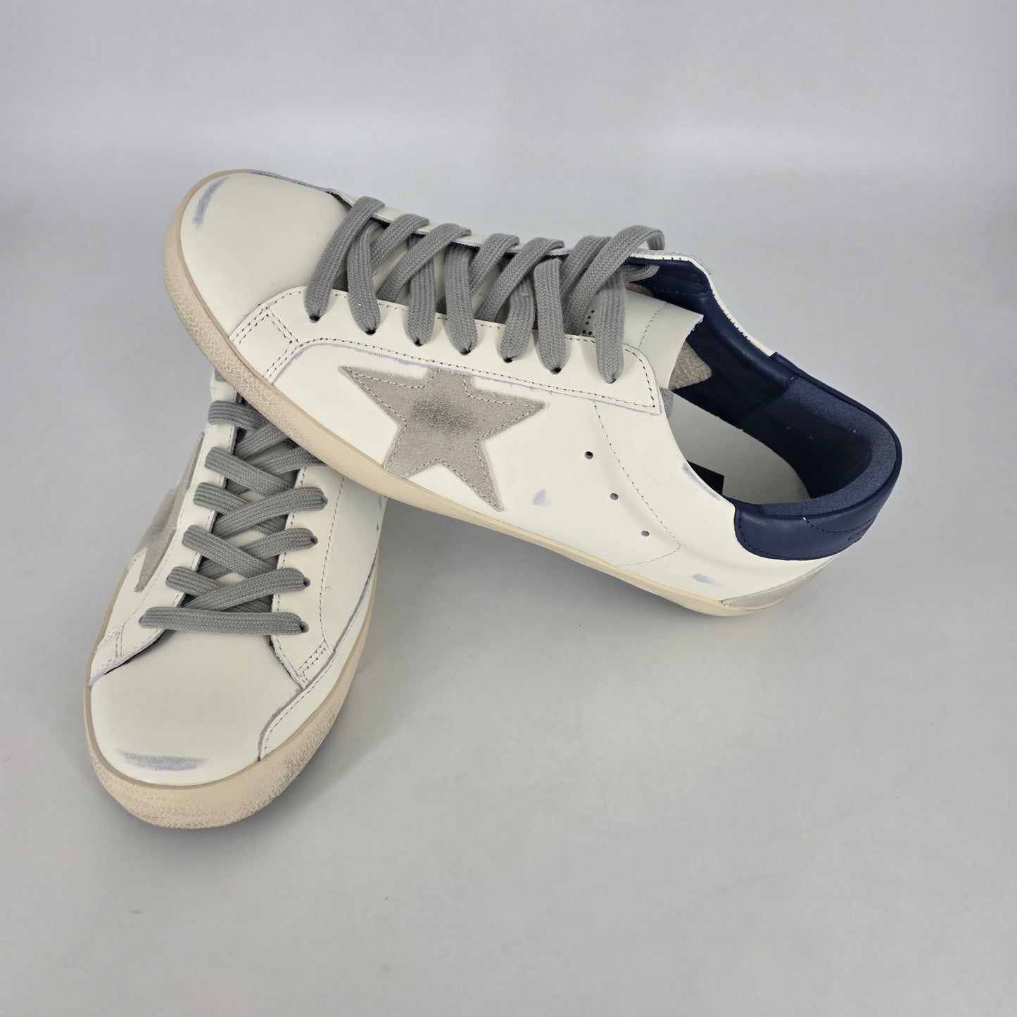 Golden Goose Super-Star Sneakers - White & Navy - EU41 (UK7) [NO BOX]