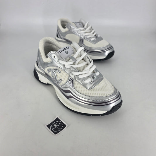 Chanel Sneakers - White & Silver (EU41 - Fits UK6) [NO BOX]