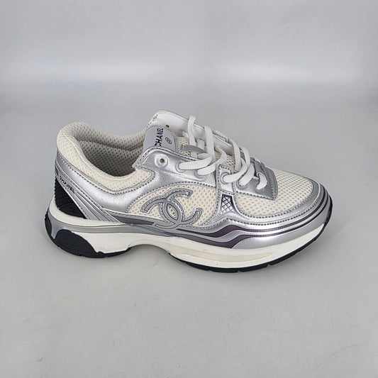 Chanel Sneakers - White & Silver (EU41 - Fits UK6) [NO BOX]