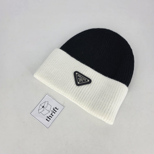 Prada Two-Tone Beanie - White & Black