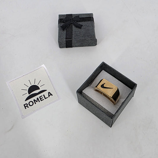 Romela nnaGold Swoosh Signature Ring: Square Swoosh Signet